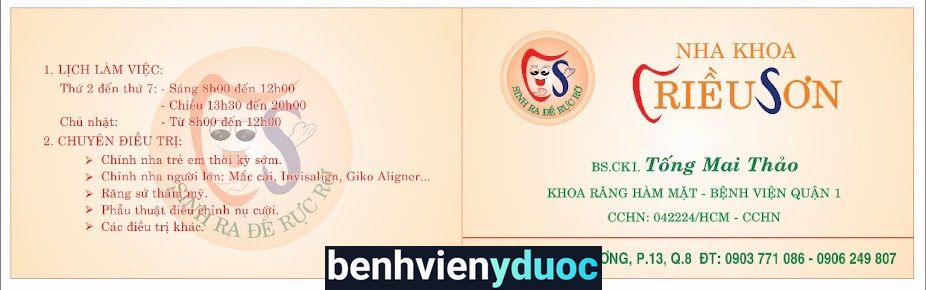 NHA KHOA TRIỀU SƠN (BS.CKI. TỐNG MAI THẢO) 8 Hồ Chí Minh