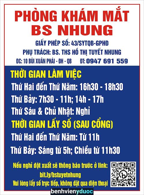 Phòng Khám Mắt BS Hồ Thị Tuyết Nhung Đồng Hới Quảng Bình