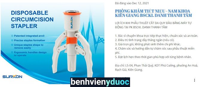 PK68 - PHÒNG KHÁM TIẾT NIỆU NAM KHOA KIÊN GIANG BSCKI. DANH THANH TÂM (NAM KHOA 68 - CẮT BAO QUY ĐẦU THẨM MỸ) Rạch Giá Kiên Giang